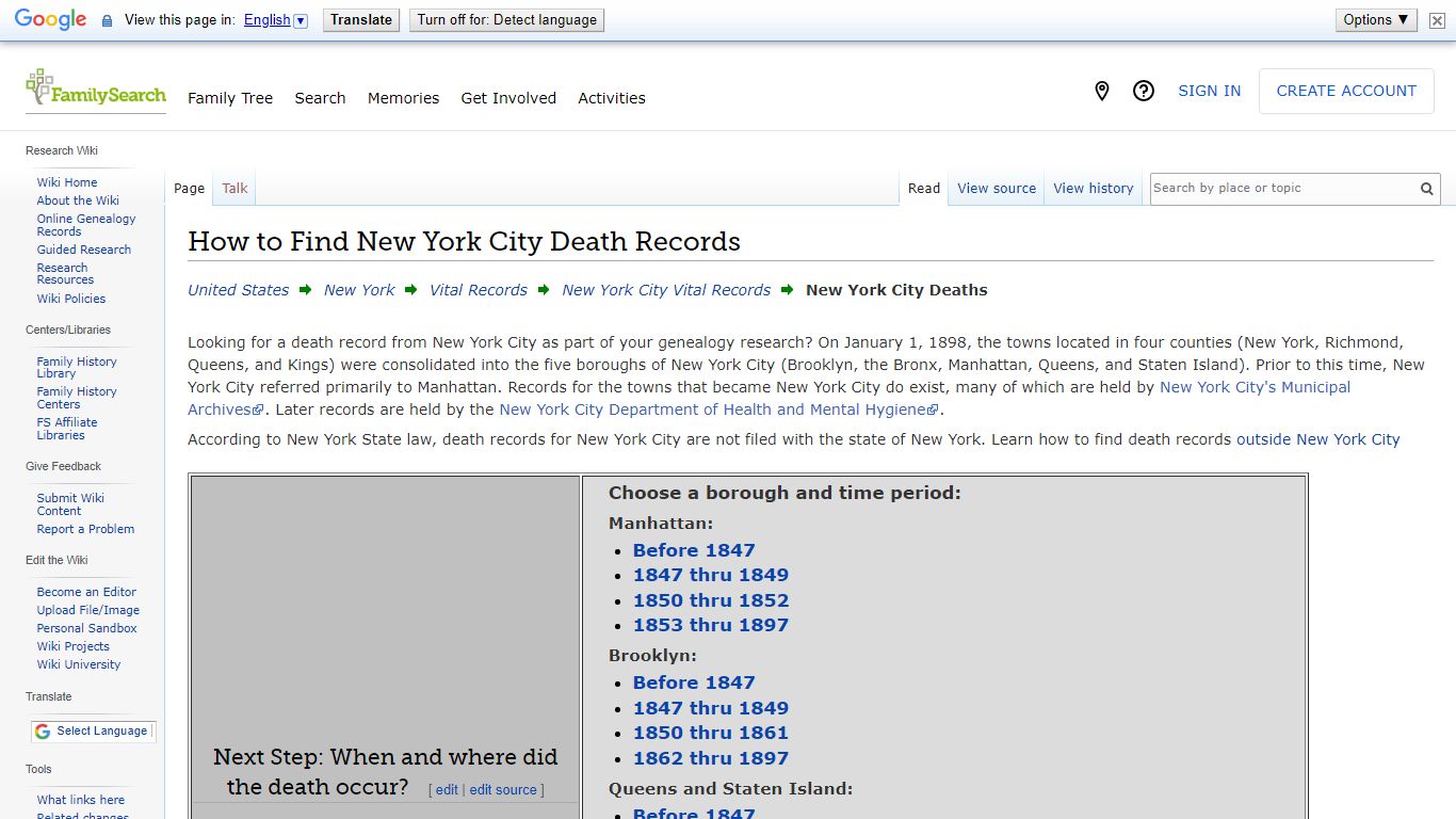 How to Find New York City Death Records • FamilySearch
