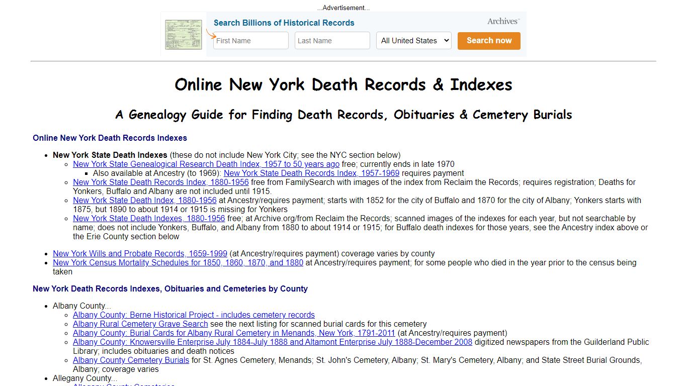 Online New York Death Indexes & Records - New York City & State